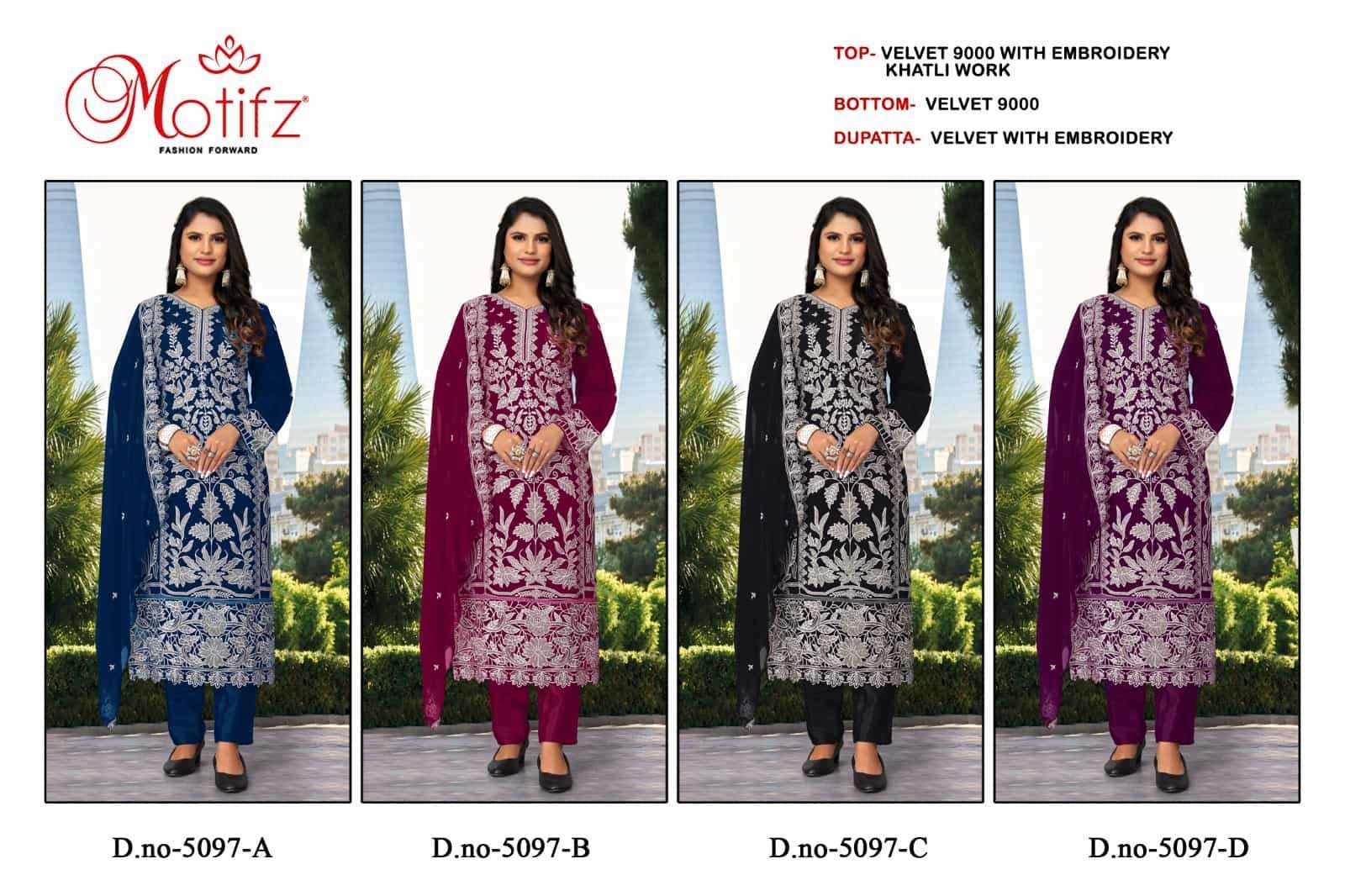 MOTIFZ D 5097 COLORS VELVET PAKISTANI SUIT WHOLESALER 