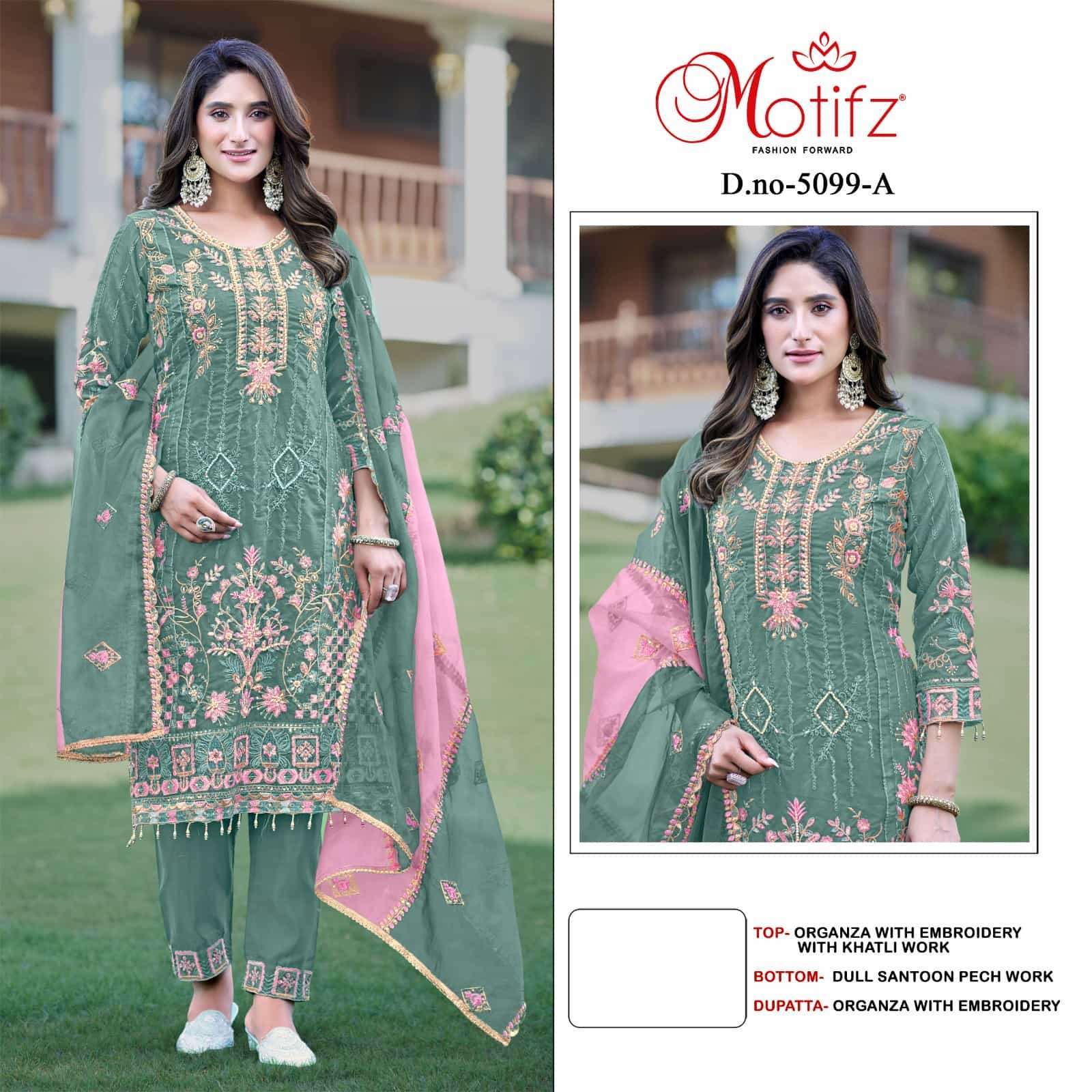 MOTIFZ D 5099 COLORS DESIGNER PAKISTANI SUIT CATALOG WHOLESALER 