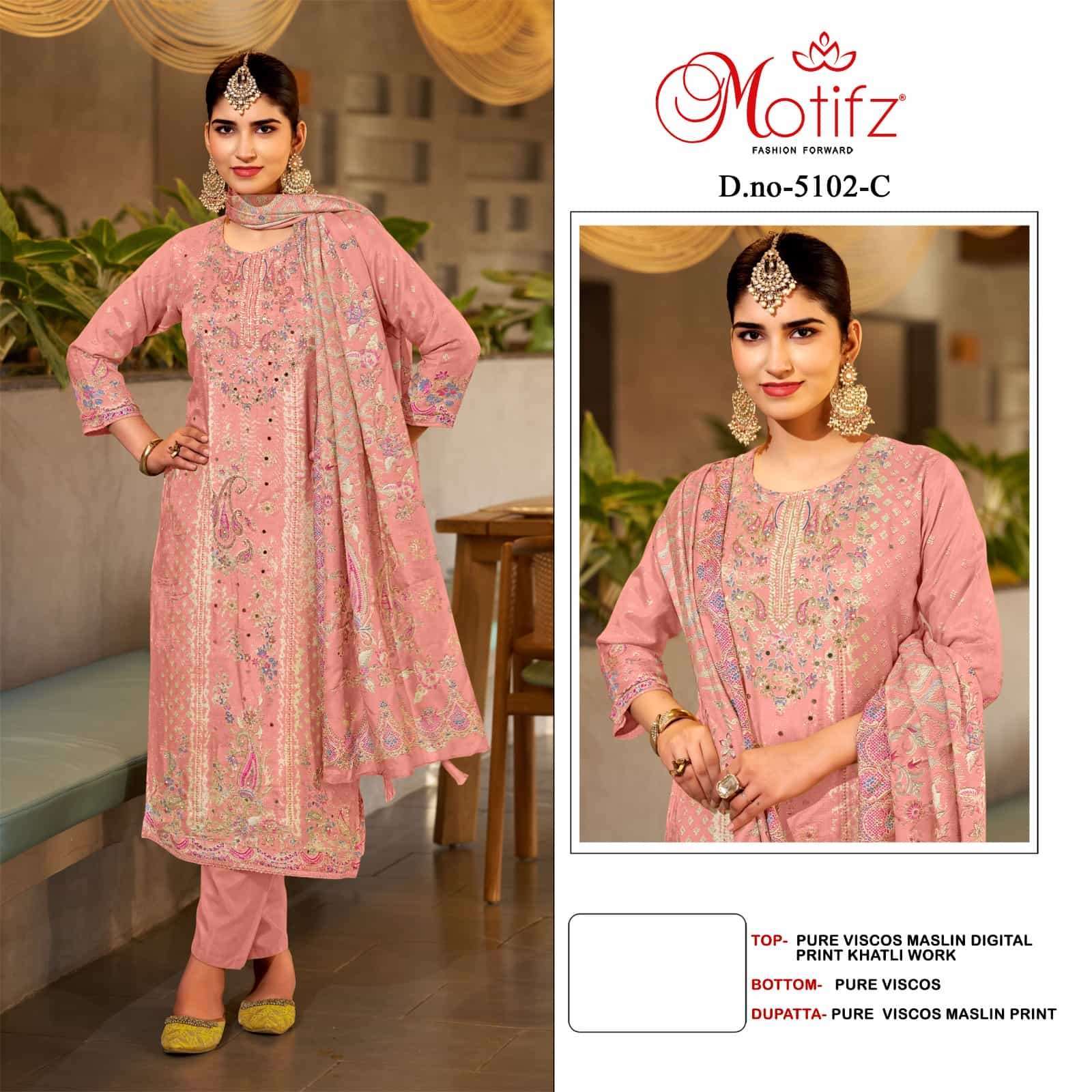 MOTIFZ D 5102 COLORS PAKISTANI MUSLIN LADIES SUIT WHOLSALER 2025