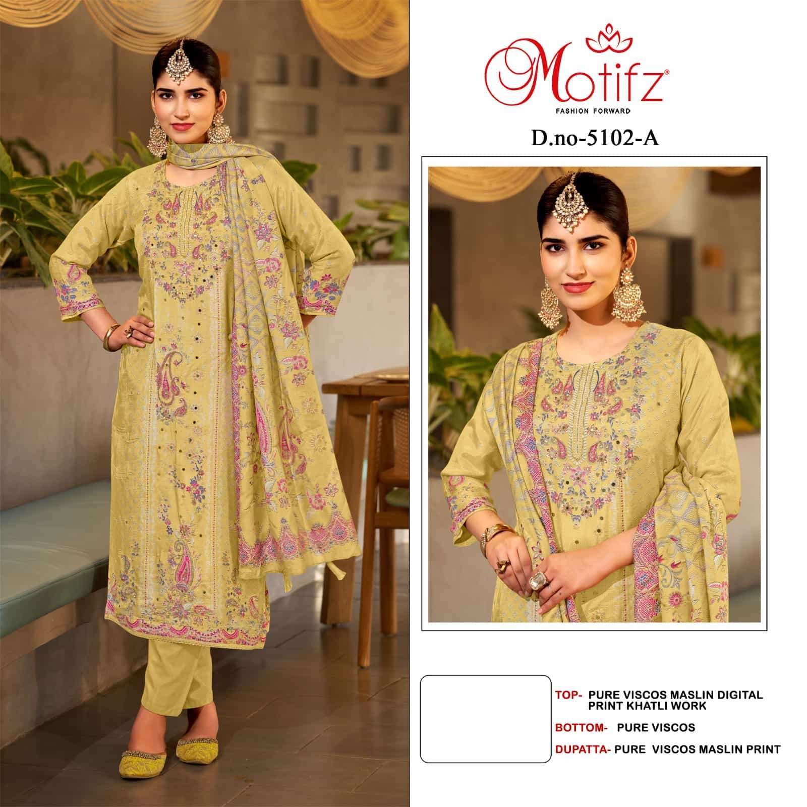 MOTIFZ D 5102 COLORS PAKISTANI MUSLIN LADIES SUIT WHOLSALER 2025