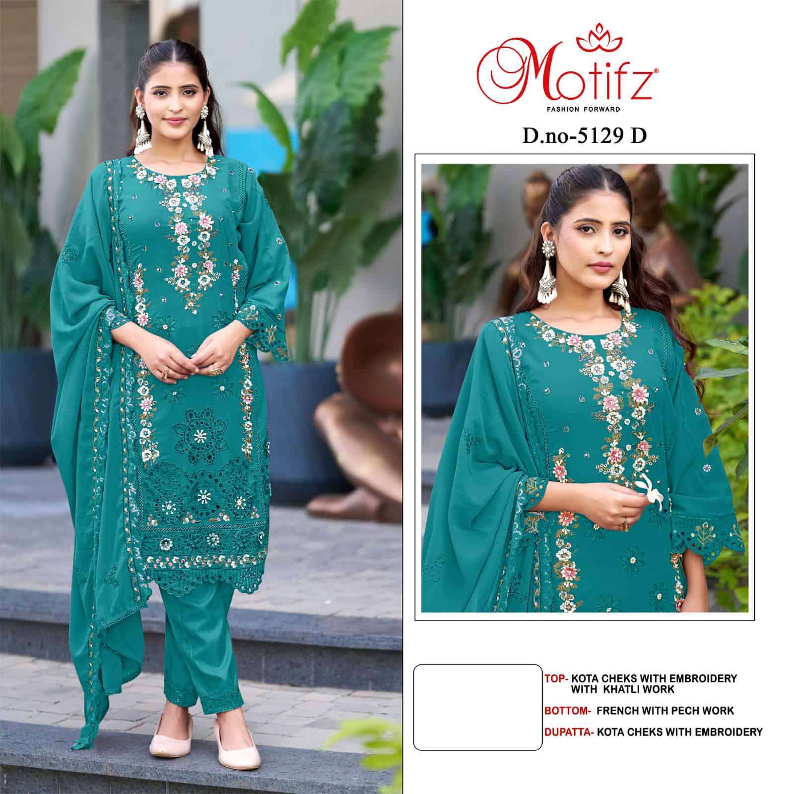 MOTIFZ D 5129 COLORS PAKISTANI KOTA CHEKS EMBROIDERY SUIT WHOLESALER BEST RATE 2025