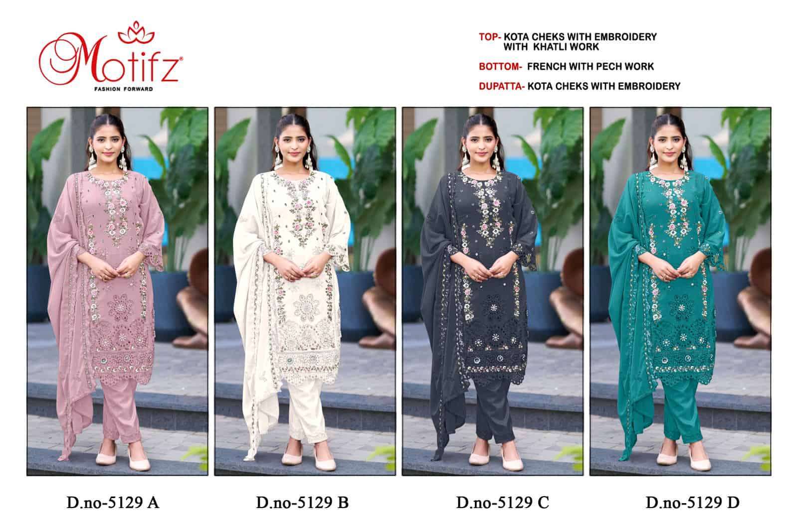 MOTIFZ D 5129 COLORS PAKISTANI KOTA CHEKS EMBROIDERY SUIT WHOLESALER BEST RATE 2025