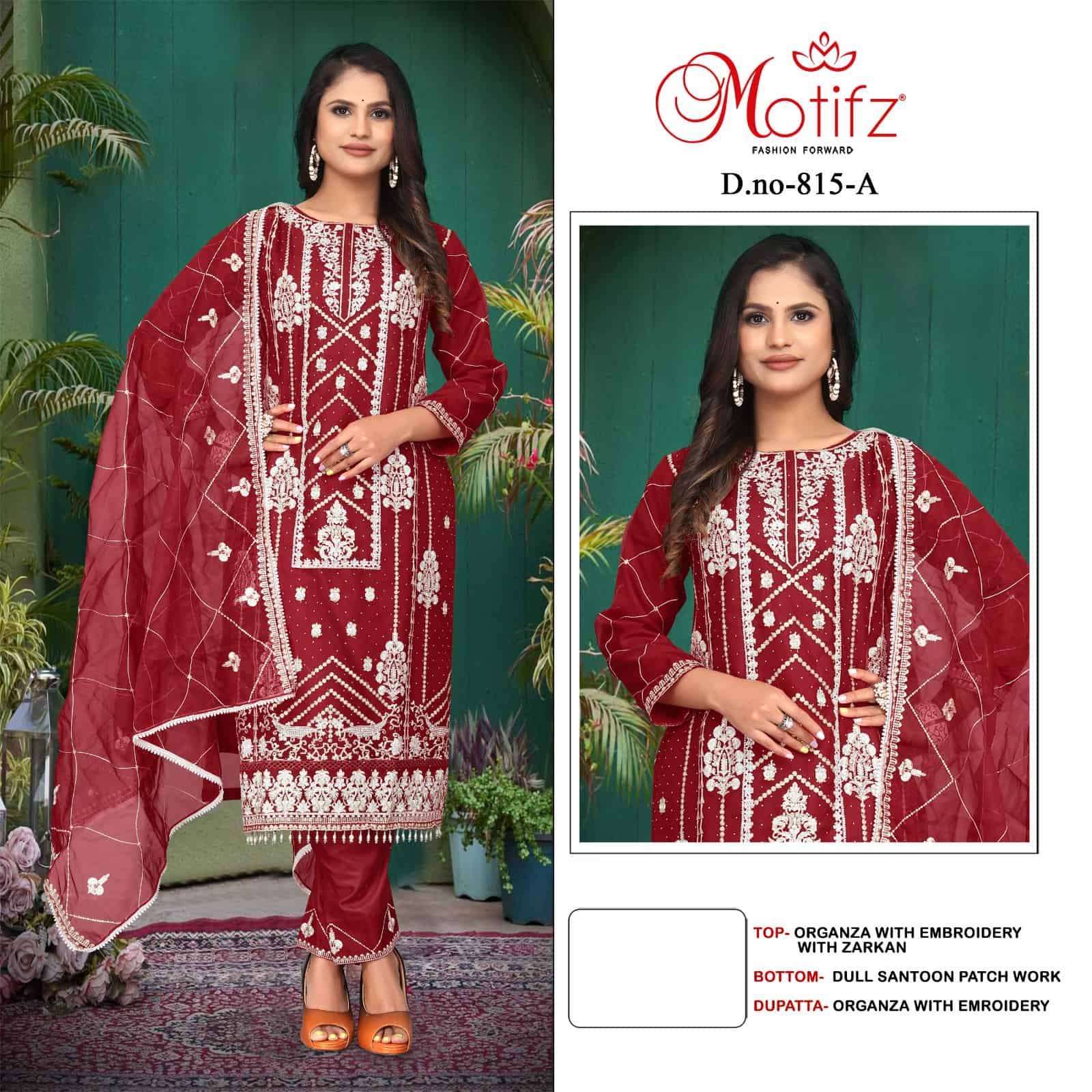 MOTIFZ D 815 COLORS DESIGNER PAKISTANI ORGANZA SUIT WHOLESALER 2025