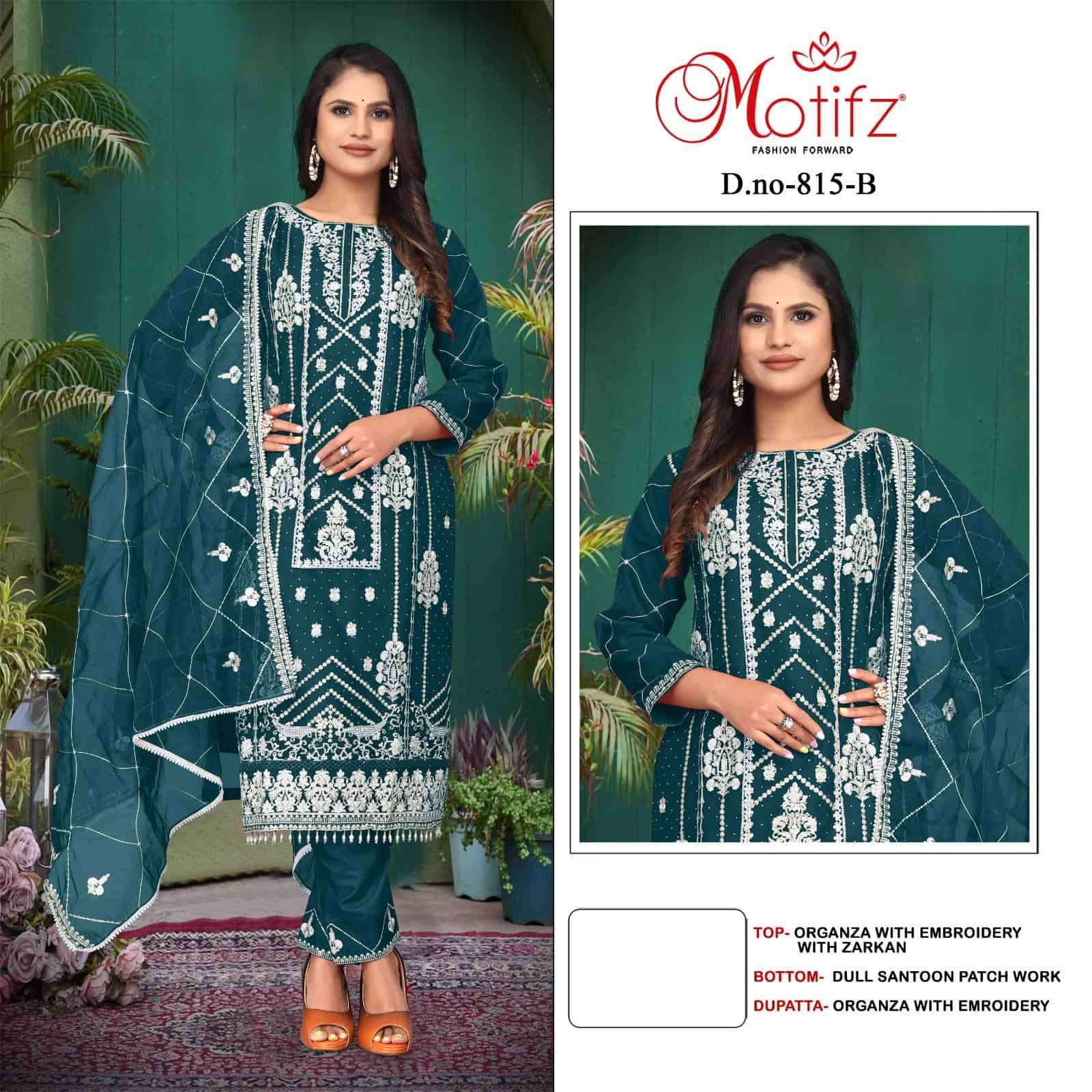 MOTIFZ D 815 COLORS DESIGNER PAKISTANI ORGANZA SUIT WHOLESALER 2025