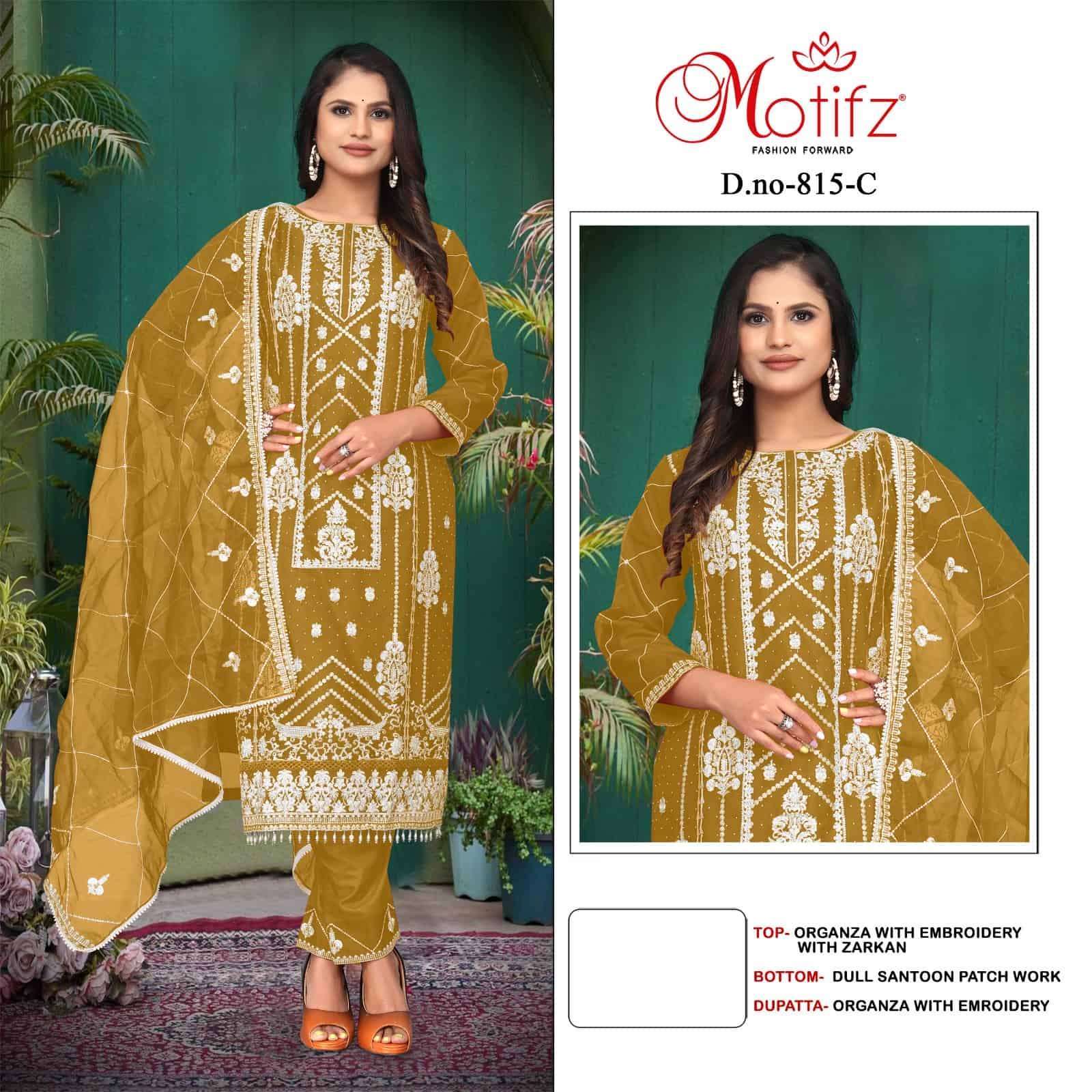 MOTIFZ D 815 COLORS DESIGNER PAKISTANI ORGANZA SUIT WHOLESALER 2025
