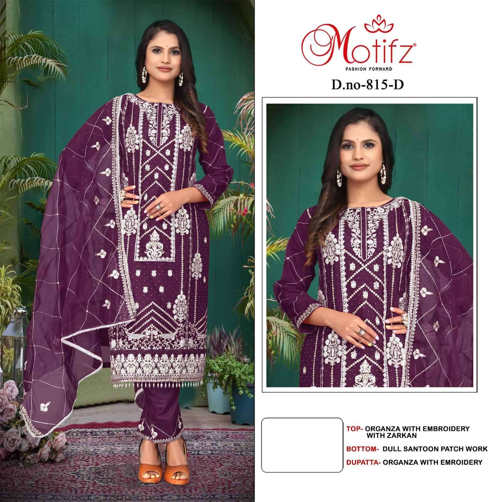 MOTIFZ D 815 COLORS DESIGNER PAKISTANI ORGANZA SUIT WHOLESALER 2025