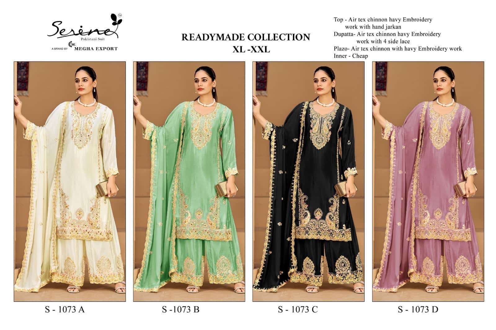 SERENE S 1073 COLORS PARTYWEAR PAKISTANI PALAZZO DRESS WHOLESALER 