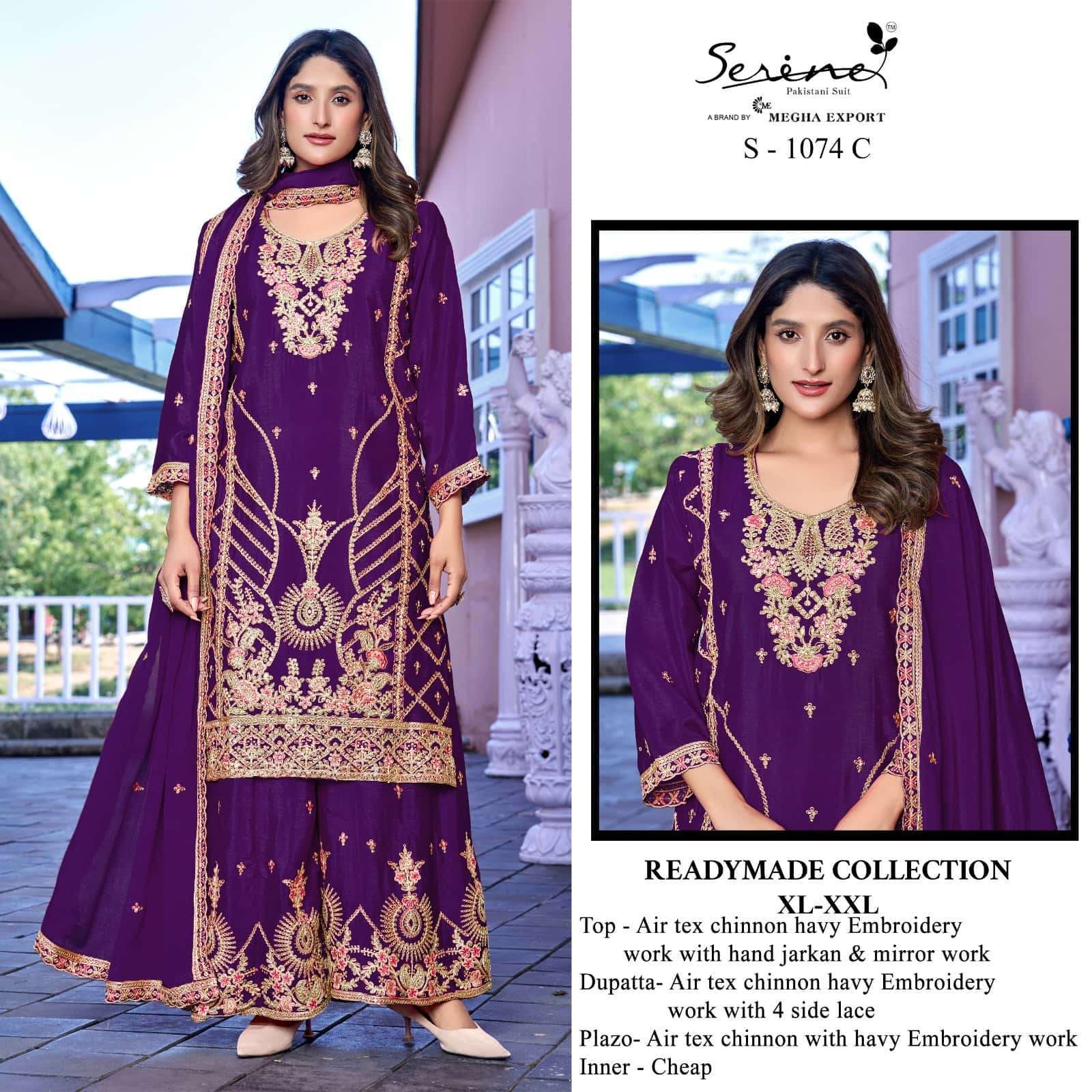SERINE S 1074 COLORS WEDDING WEAR PAKISTANI READYMADE DRESS WHOLESALER IN INDIA 