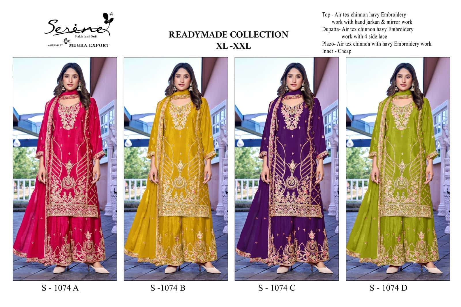 SERINE S 1074 COLORS WEDDING WEAR PAKISTANI READYMADE DRESS WHOLESALER IN INDIA 