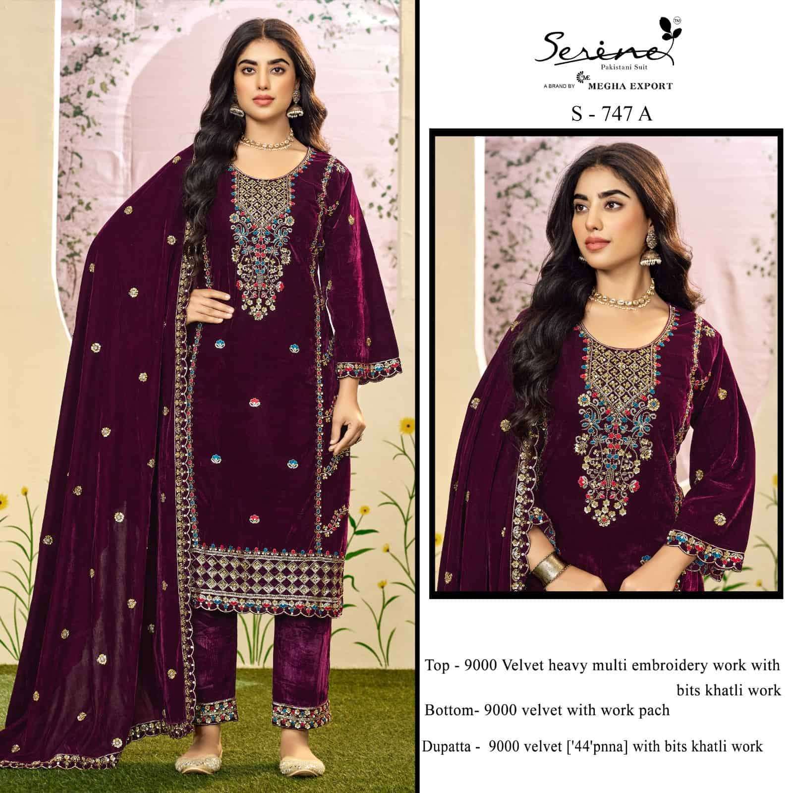 SERINE S 747 COLORS PAKISTANI VELVET SUIT WHOLESALER BEST RATE 