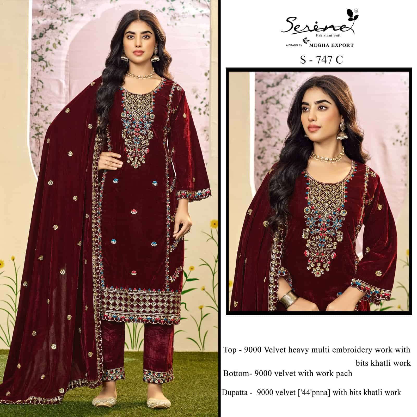 SERINE S 747 COLORS PAKISTANI VELVET SUIT WHOLESALER BEST RATE 