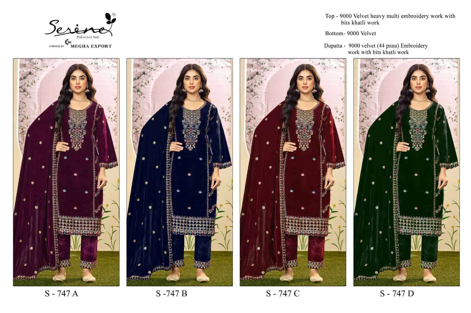 SERINE S 747 COLORS PAKISTANI VELVET SUIT WHOLESALER BEST RATE 