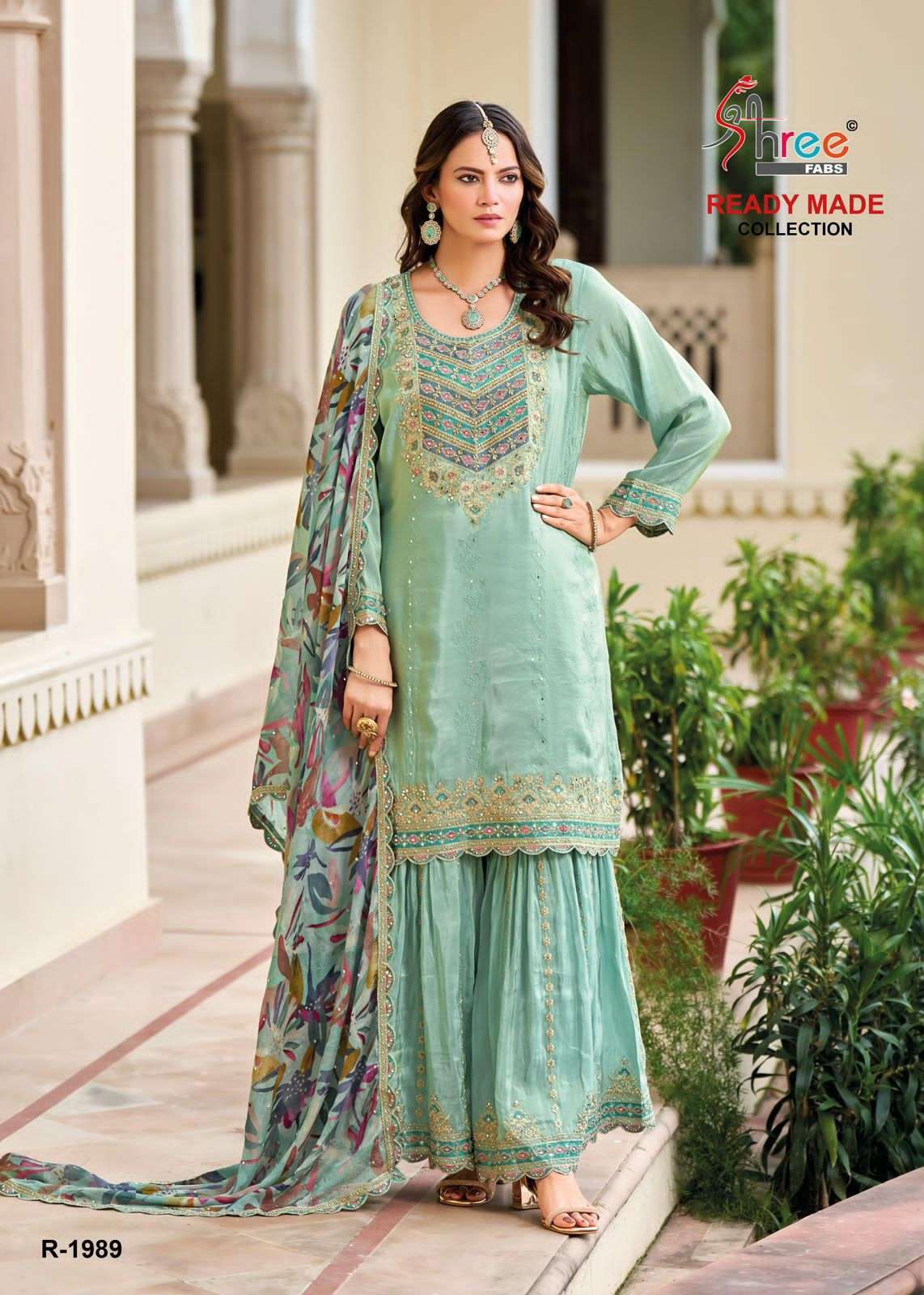 SHREE FAB R 1989 COLORS DESIGNER PAKISTANI SHARARA DRESS CATALOG WHOLESALER 
