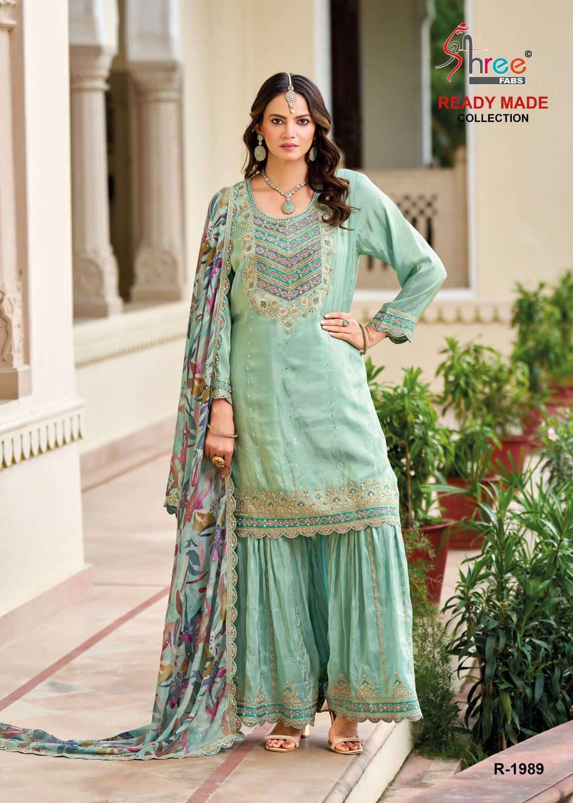 SHREE FAB R 1989 COLORS DESIGNER PAKISTANI SHARARA DRESS CATALOG WHOLESALER 
