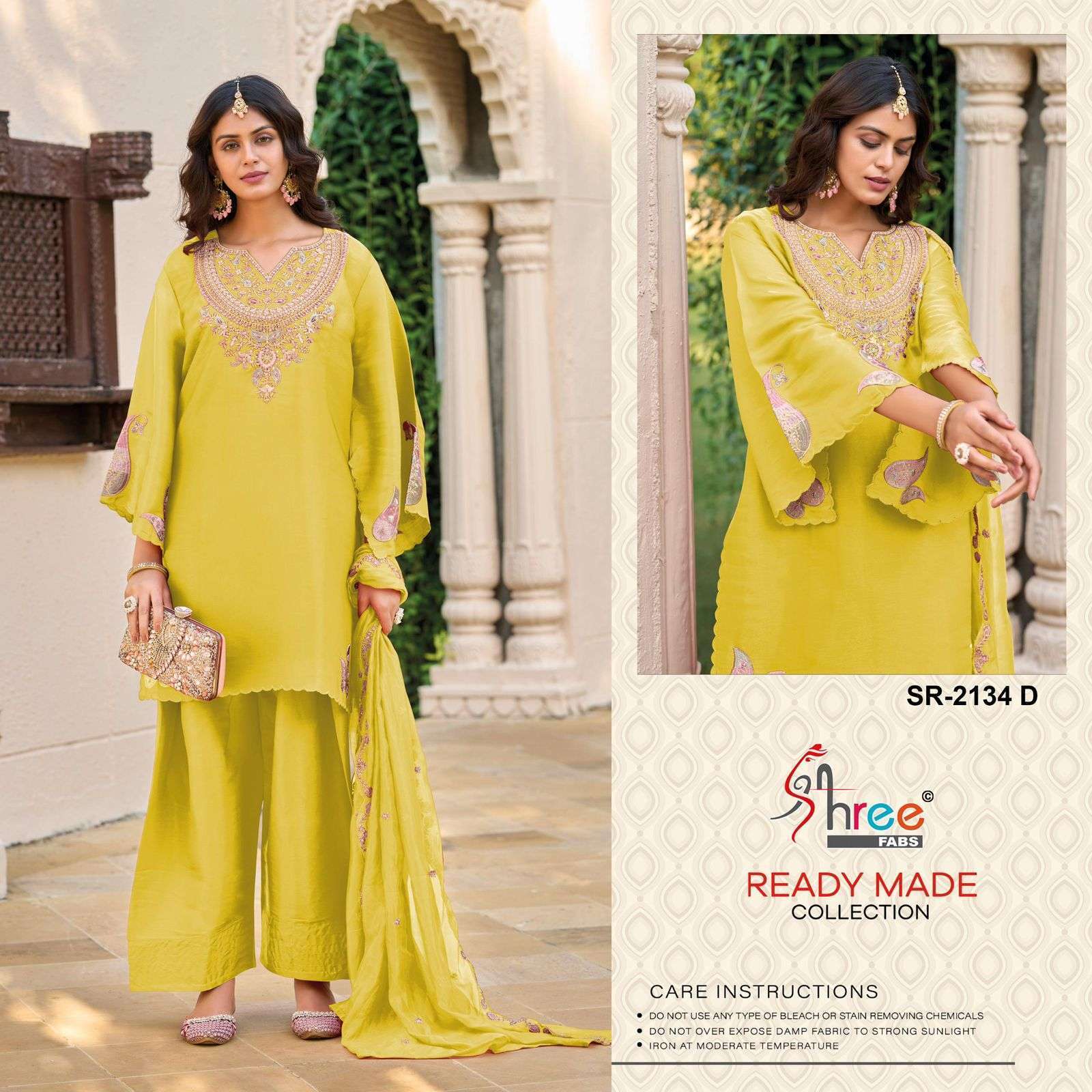 SHREE FAB R 2134 COLORS VISCOSE SATIN HANDWORK READYMADE PAKISTANI SUIT WHOLESALER 