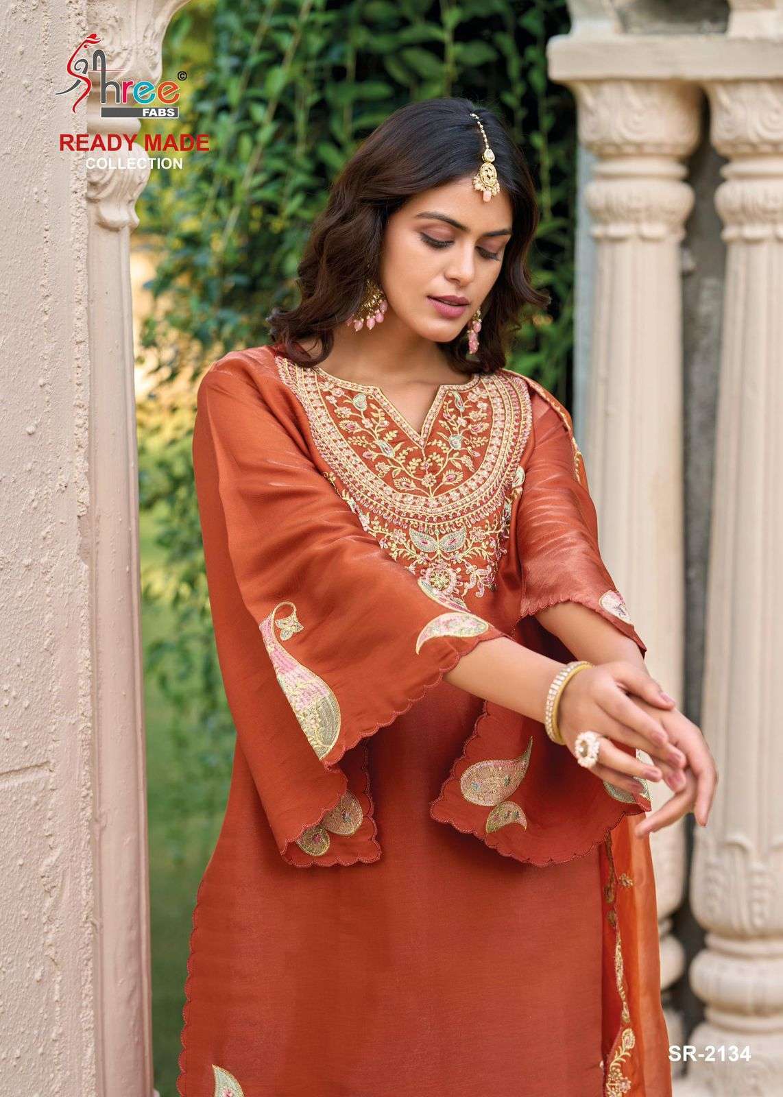 SHREE FAB R 2134 COLORS VISCOSE SATIN HANDWORK READYMADE PAKISTANI SUIT WHOLESALER 