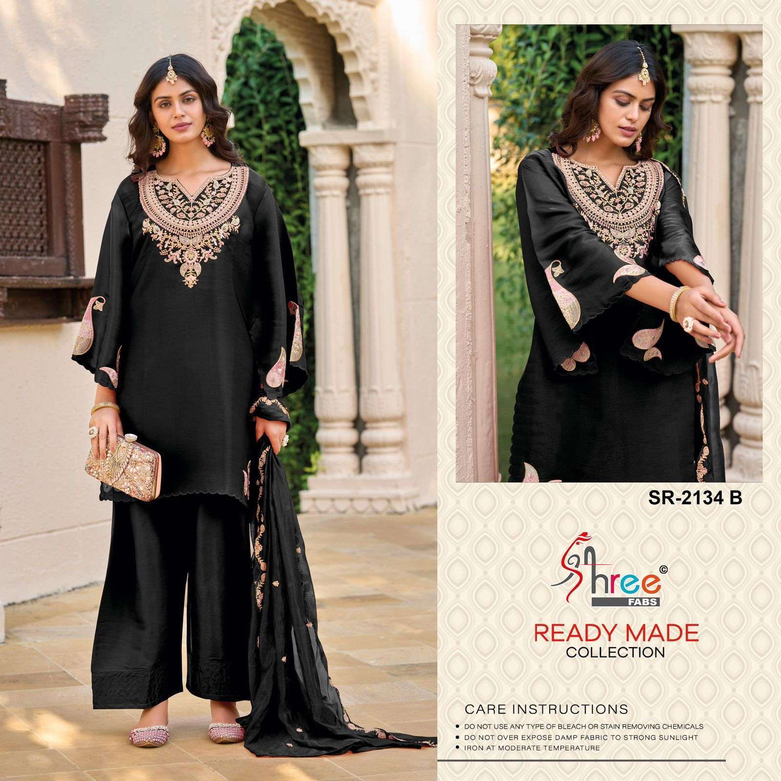SHREE FAB R 2134 COLORS VISCOSE SATIN HANDWORK READYMADE PAKISTANI SUIT WHOLESALER 