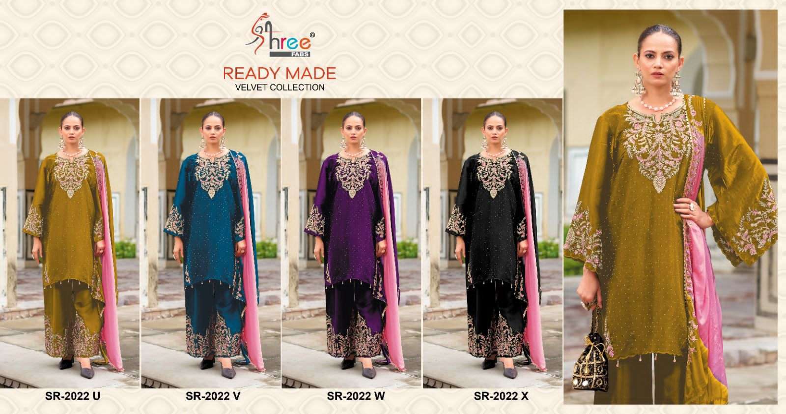 SHREE FAB SR 2022 COLORS DESIGNER PAKISTANI VELVET SUIT WHOLESALER 2025