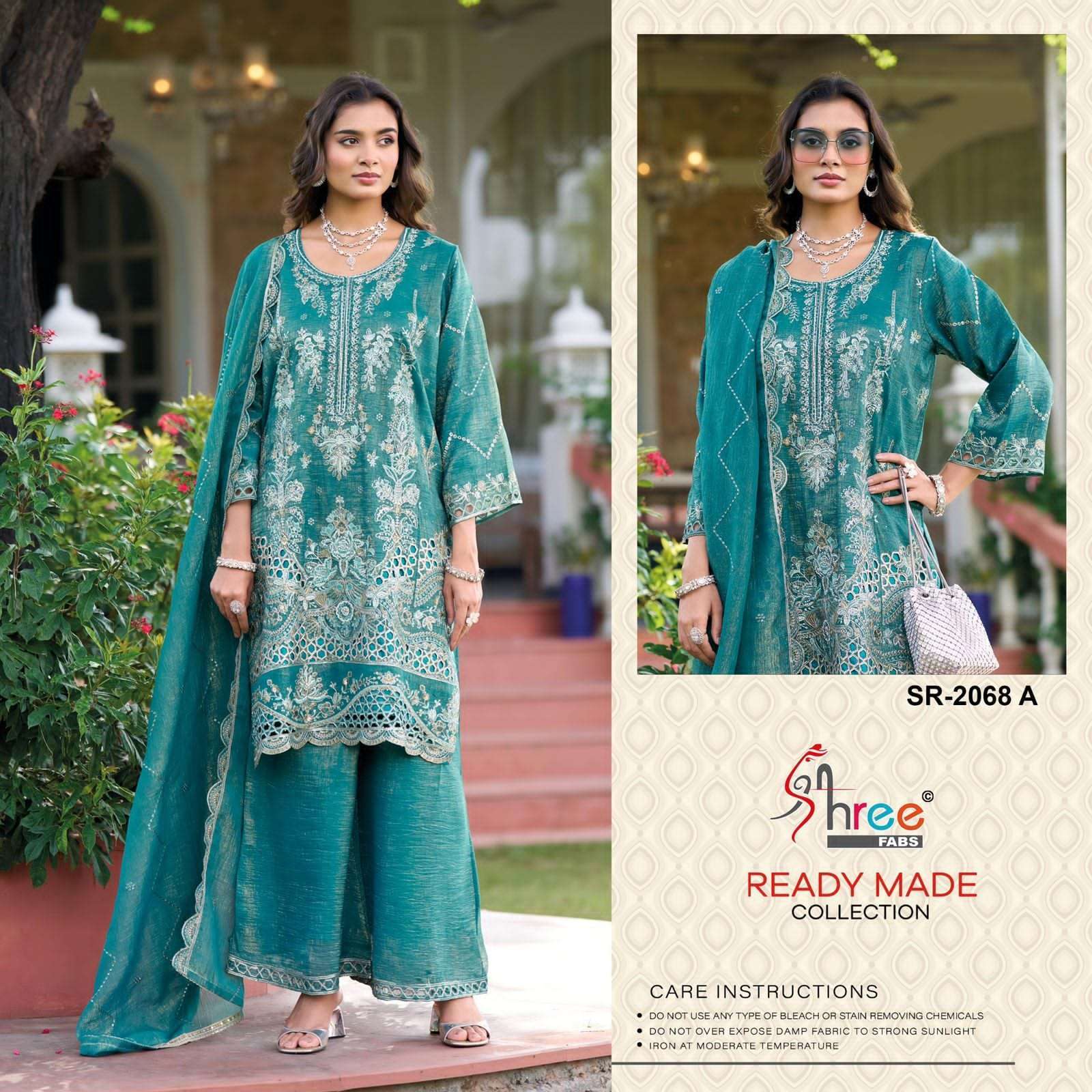 SHREE FAB SR 2068 COLORS DESIGNER PAKISTANI PALAZZO SUIT WHOLESALER 