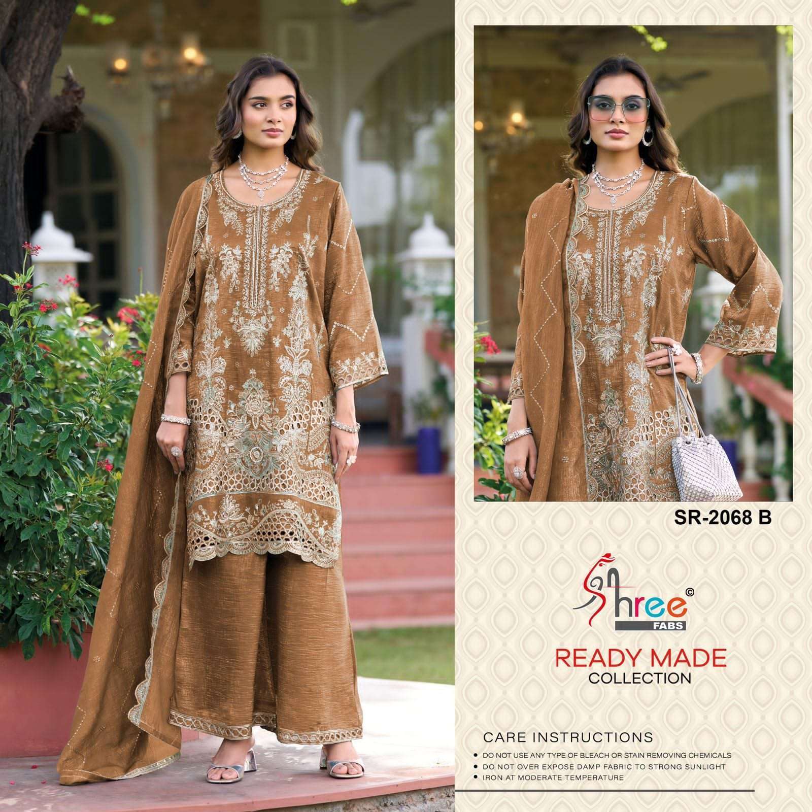 SHREE FAB SR 2068 COLORS DESIGNER PAKISTANI PALAZZO SUIT WHOLESALER 