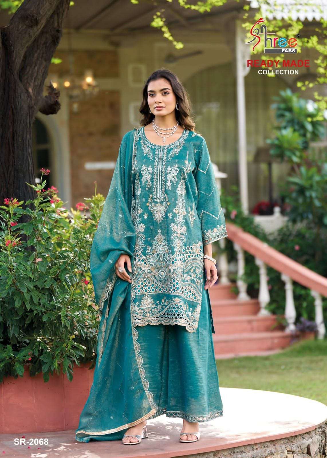 SHREE FAB SR 2068 COLORS DESIGNER PAKISTANI PALAZZO SUIT WHOLESALER 