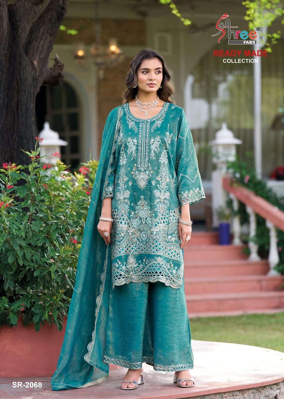SHREE FAB SR 2068 COLORS DESIGNER PAKISTANI PALAZZO SUIT WHOLESALER 