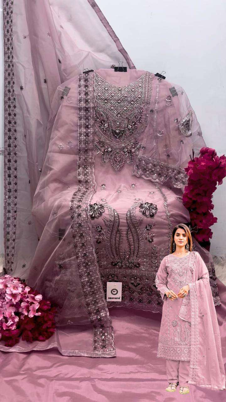 SHANAYA S 224 COLORS PAKISTANI DESIGNER ORGANZA SUIT WHOLESALER IN SURAT 