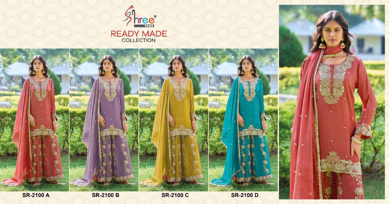 SHREE FAB 2100 COLORS  FANCY KHATLI WORK SUIT WHOLESALER BEST RATE 2025